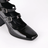 Bottes montantes au genou à lanières à boucle pour femmes talon bloc chaussures de fête gothiques Mary Jane