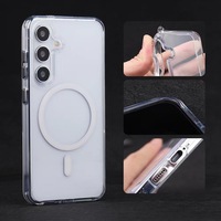 Pour S24 Ultra/S26/S25/S23 Ultra, coque de téléphone portable transparente magnétique à bords doux, design mat en PC+TPU, antichoc, deux en un