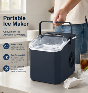 Mini Máquina de Hielo Eléctrica para Uso en Encimera, Ciclo Rápido de Producción de Hielo, Operación con Botón, Uso Doméstico y Comercial, para Auto, RV, Exteriores, 10-20 kg/día - Product Image 1