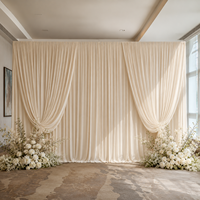 Rideaux de fond de scène de mariage en soie laiteuse champagne, draperies de luxe ondulées pour la décoration de scène de mariage et d'événements