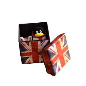 Ahorrar espacio cuadrado negro de almacenamiento grande otomano muebles cubo Bin para tela - Product Image 1