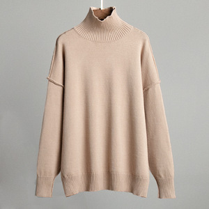 New Casual Splicing High Neck Loose Thickened Women's <b>Sweater</b> Knitted Pullover Fashion - Product Image 5