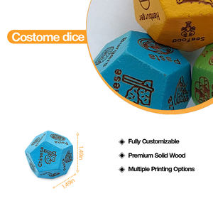Dés en bois polyédriques faits main sur mesure, en bois massif, pour jeux de décision en restaurant, gravés, pour <span class=keywords><strong>cuisine</strong></span>, fête, activité, fournisseur OEM - Product Image 2