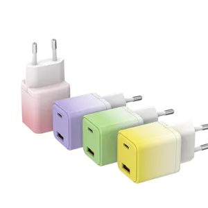 Adaptor dinding Tipe C PD25W, colokan EU, USB, mendukung pengisian cepat, pengisi daya ponsel portabel, perjalanan