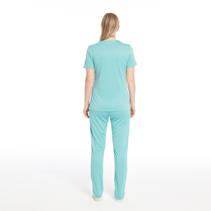 Infirmière vêtements de travail médicaux 2 pièces ensemble femmes avant fermeture éclair chemise survêtement pantalon gommage uniformes à manches courtes - Product Image 2
