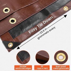 Bâches en polyéthylène robustes marron/noires, imperméables, renforcées avec œillets métalliques <span class=keywords><strong>pour</strong></span> la couverture de camions et remorques - Product Image 1