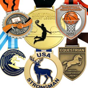 Medallas Personalizadas, Diseño de Fábrica Gratuito, Medallas Deportivas de Metal Doradas Brillantes de Alta Calidad OEM para Maratón con <span class=keywords><strong>Cintas</strong></span> con Logotipo Personalizado - Product Image 2