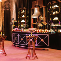 Table haute de bar en acier inoxydable doré effet miroir, forme cintrée, pour mariages, fêtes, banquets extérieurs, événements, mobilier de bar, table à cocktails