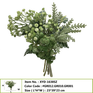 Ramo de Flores Artificiales de Bambú Acuático de 15 Pulgadas con 9 Hojas Blancas, 1 Hoja de Limón, 3 Frutos Peludos y 3-4 Ramas - Product Image 2