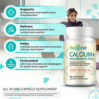 Capsules de calcium, magnésium et zinc en marque privée OEM avec vitamines A, D3, K2, B6, E pour la force osseuse, le soutien musculaire et immunitaire