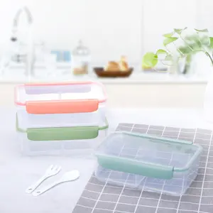 प्रचार से Recyclable उच्च बनाने की क्रिया टिफिन Housewares प्लास्टिक 2-भाग पारदर्शी Bento दोपहर के भोजन के बॉक्स के लिए बच्चों खाद्य कार्यालय स्कूल