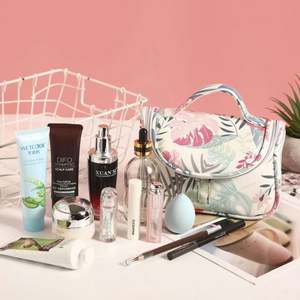 Bolsa de Almacenamiento de Cosméticos de Viaje de Gran Capacidad con Estampado de Moda, Bolsa de Maquillaje Portátil con Asa - Product Image 2