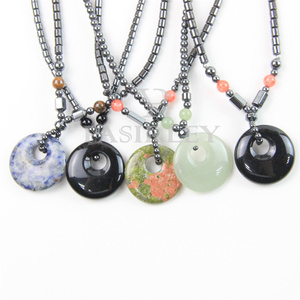 Collier pendentif en pierre naturelle colorée Langyue, cristal d'unakite, boucle de paix, tendance, hématite pour femmes et hommes, fête - Product Image 2