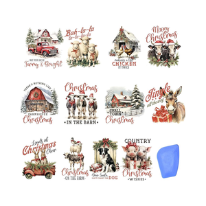 Autocollants décoratifs de Noël <span class=keywords><strong>à</strong></span> <span class=keywords><strong>la</strong></span> <span class=keywords><strong>ferme</strong></span> Vintage Rub on Transfers for Crafts Fabric Projects - Product Image 1