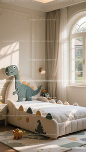 Letto di dinosauro del ragazzo della stanza dei bambini creativo e personalizzato designer a tema dinosauro cartone animato letto singolo di <span class=keywords><strong>piccole</strong></span> <span class=keywords><strong>dimensioni</strong></span> tessuto per bambini - Product Image 4