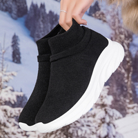 Bottes mi-montantes à enfiler pour femme, à semelle épaisse et plateforme, pour l'hiver/l'automne - Chaussures de marche douces, chaudes, confortables et résistantes aux chocs pour usage quotidien