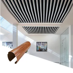 Factory price ! Modern Hall Designs O Baffle Acoustic Wood Grain Metal Suspended False Profile Aluminum Ceiling