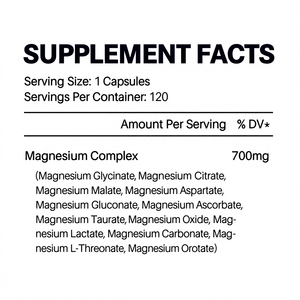 Capsules végétariennes de complexe de magnésium personnalisées 12 en 1, 120 capsules, complément alimentaire, fabrication OEM - Product Image 4