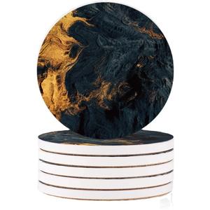 แผ่นรองแก้วเซรามิกทรงกลมสีขาวทำจากโดโลไมต์ ดูดซับน้ำได้ดี ใช้สำหรับวางในคอนโซลรถยนต์ สำหรับใส่กาแฟ พร้อมบริการออกแบบโลโก้ตามสั่ง - Product Image 1