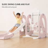 Ensemble toboggan et balançoire pour enfants, aire de jeux pour tout-petits avec marches d'escalade et panier de basket pour crèche, OEM ODM Vente en gros Marque privée