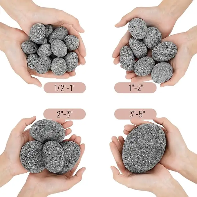 ファイヤーピットファイヤーボウルガーデン用の良質のブラックファイヤーロック3-5cm溶岩石小石