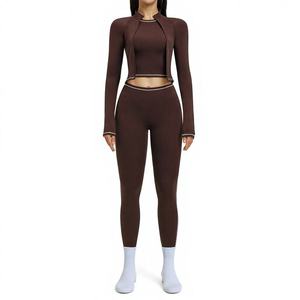 Set Yoga da Donna Yoke Tre Pezzi con Reggiseno, Design Color Block, Antipiega, Traspirante, in Spandex/Nylon, Vestibilità Slim per <span class=keywords><strong>Sport</strong></span> all'Aperto - Product Image 5