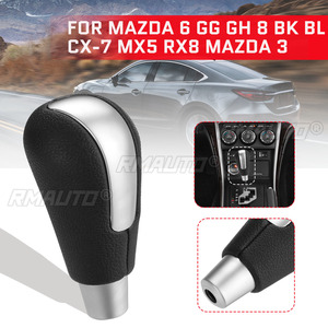 Palanca de Cambios para Auto, para Mazda 6 GG GH, para Mazda 8 CX-7 MX5 RX8 Mazda 3 BK BL, Cuero PU, Negro Mate Cromado - Product Image 1