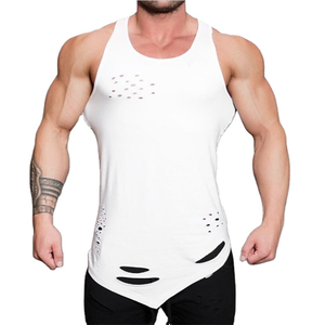 Gilet musculaire de fitness décontracté pour hommes T-shirt de sueur de couleur unie à séchage rapide Gilet creux de sport confortable avec personnalité - Product Image 5