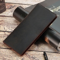 Dompet Pria Kulit Asli Berkualitas Tinggi Baiweishi Vintage, Banyak Slot Kartu, Anti RFID, Untuk Penggunaan Sehari-hari
