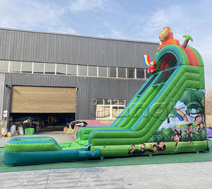 Tobogán inflable de PVC comercial <span class=keywords><strong>toboganes</strong></span> de piscina verde <span class=keywords><strong>toboganes</strong></span> de Mono <span class=keywords><strong>león</strong></span> de la selva para alquiler de fiestas - Product Image 2