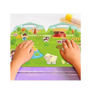 3D Puffy Sticker Play Set Kids Gifts Sticker Book Gel Clings Decals Decoration Removable Reusable Puffy clings 2 Fold-Out Scenes