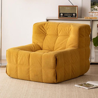 Fauteuil de salon compact en tissu de velours côtelé compressé, style nordique, pour un seul personne