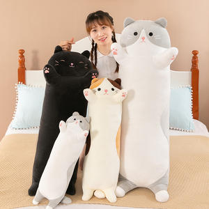 Cuscino lungo grasso rotondo per gatti coccolone abbraccio nero gatto bianco morbido cuscino gatto peluche giocattolo carino giocattolo peluche fabbrica all'ingrosso - Product Image 3