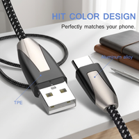 Câble USB Type-C Jianhan 3A à charge rapide avec blindage tressé et gaine TPE/PVC pour téléphone portable, ordinateur, voiture