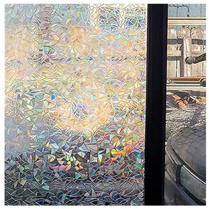 Precio de fábrica, pegatina de película de privacidad para ventana de arcoíris, efecto de vidriera, decoraciones de ventana adhesivas estáticas no adhesivas para la venta - Product Image 1