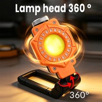Lampe de travail rechargeable 1500mAh 18650 RGB COB LED, lampe de camping, support rotatif à 360 degrés, magnétique, portable, lampe d'inspection