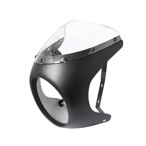 Cache-phare de <span class=keywords><strong>moto</strong></span> rétro <span class=keywords><strong>noir</strong></span> <span class=keywords><strong>brillant</strong></span> modifié, type « tête de cochon » - Product Image 5
