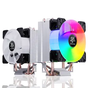 SNOWMAN hot sales pc cooler 2 heatpipes 4pin RGB cpu cooler fan 90MM cpu copper heatsink For AMD and inter