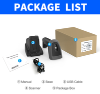 Lecteur de codes-barres 2D sans fil Bluetooth et 2.4G double mode avec support de charge pour la logistique de détail