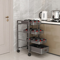 Étagère de rangement multi-niveaux mobile sur roulettes pour cuisine, armoire de rangement pour légumes, fruits et collations, étagère de rangement pour espaces étroits