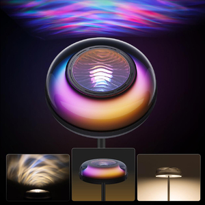 Modern RGBIC LED Floor Lamp Projector Touch Control Multicolored Round Shade Warm White Ambient <b>Lighting</b> for Living Room - Product Image 3
