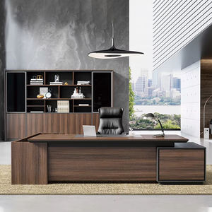 Meubles pour bureaux à domicile commerciaux Design de luxe moderne MDF PDG Patron Table de bureau en forme de L - Product Image 1