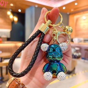 QQ Diamond Encrusted <b>Cute</b> Teddy <b>Bear</b> Colorful Electroplated Teddy <b>Bear</b> Keychain Creative Pendant Fashionable Keychain - Product Image 3