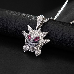 18K 골드 도금 스테인레스 스틸 사용자 정의 목걸이 작은 괴물 지르콘 힙합 보석 소녀 - Product Image 5