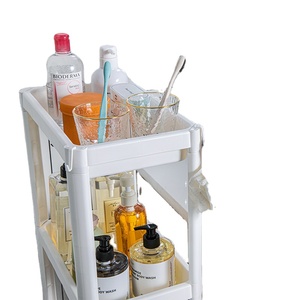 2/3/4 Layers Modern Plastic Rolling Storage Cart <strong>Stand</strong> Type Laundry Rack with Storage Shelves for Bathroom Kitchen or <strong>Pantry</strong> Use - Product Image 2