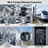 Connecteur Réseau Ethernet M12 Code X 8 Broches Mâle/Femelle Droit/Angulaire Prise Métallique Assemblée Étanche IP67 Signal de Données CAT6A