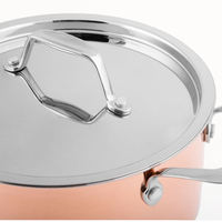 Olla para Sopa de Cobre Triple de Alta Calidad para Cocinas de Inducción y Gas, Capacidad de 4-5L, Olla para Sopa de Cobre con Tapa de Acero Inoxidable