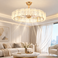 Ventilateur de plafond LED de luxe moderne pour la maison et le bureau, luminaire suspendu en verre invisible pour salon et salle à manger, lampe ventilateur moderne télécommandée