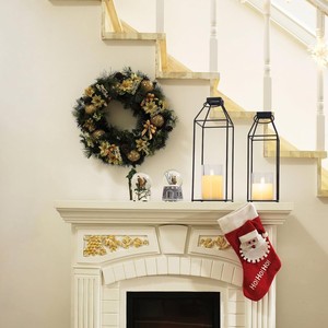 Lanterne à bougie minimaliste en fer noir, décoration géométrique pour la maison, décoration de Noël, lampe de jardin extérieure - Product Image 3