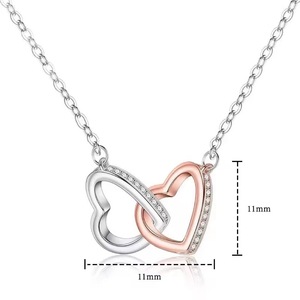 S925 collana a catena clavicola in argento doppio anello stile coreano semplice ciondolo regalo di san valentino gioielli di moda all'ingrosso - Product Image 6